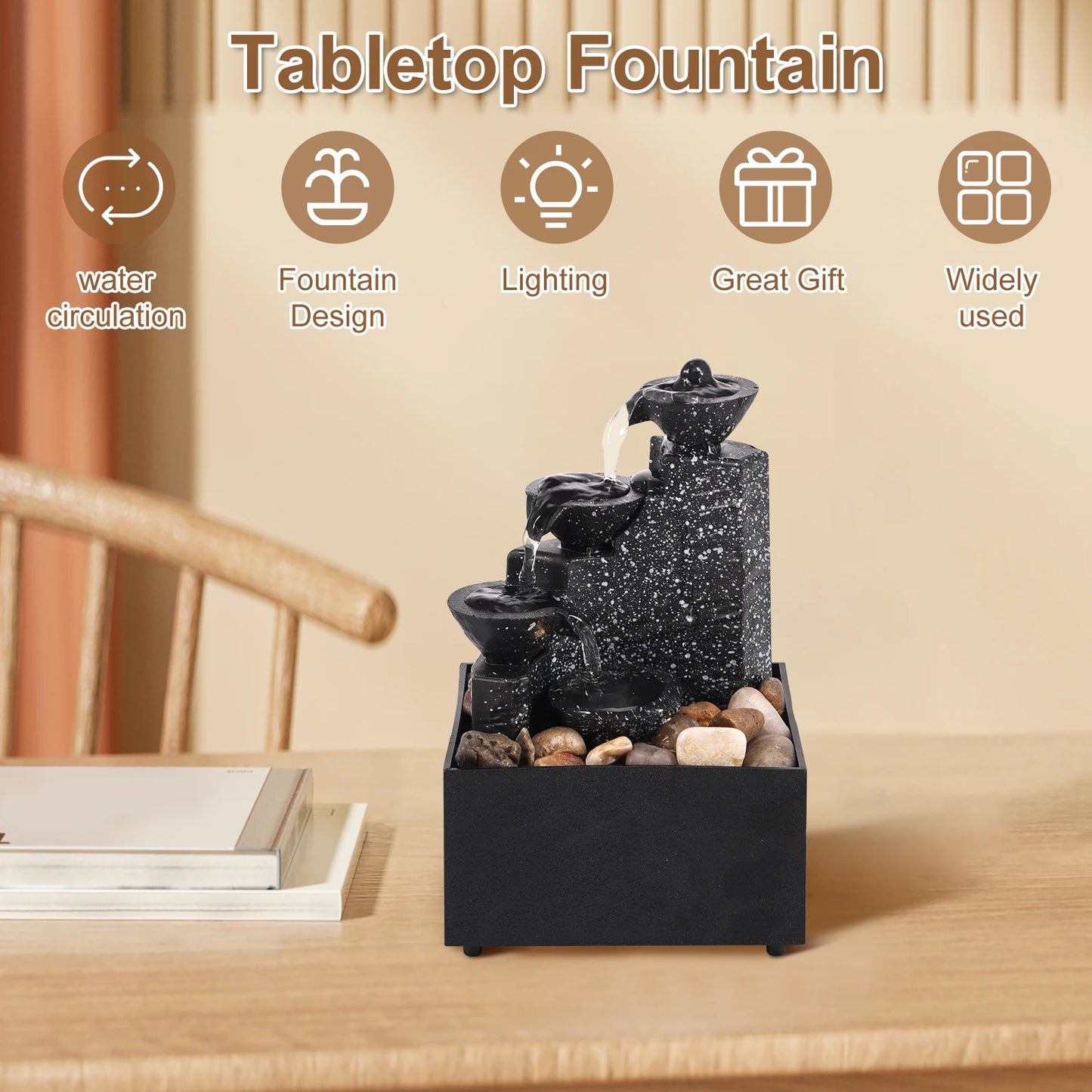 Tranquil Glow: LED Candle Waterfall Fountain