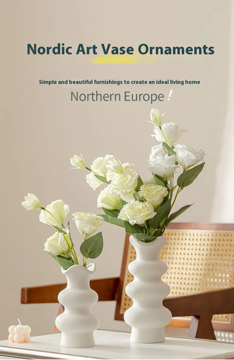 Minimalist White Ceramic Vase – Scandinavian Boho Style