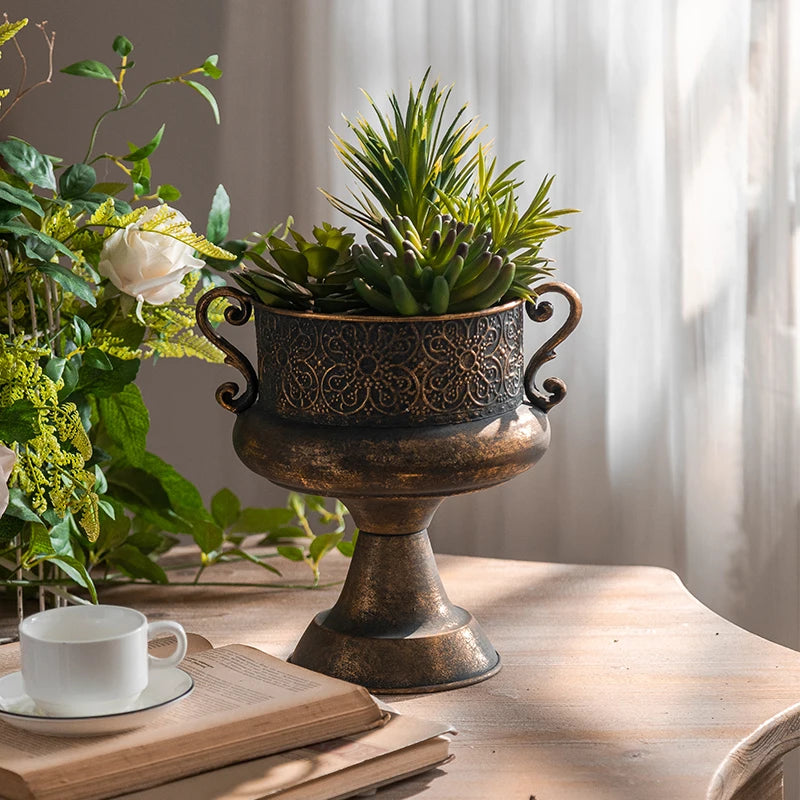 Rustic French Iron Vase – Timeless Elegance
