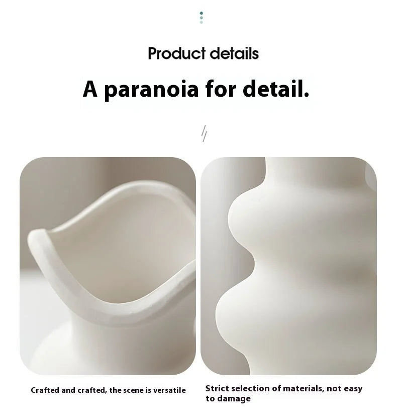 Minimalist White Ceramic Vase – Scandinavian Boho Style