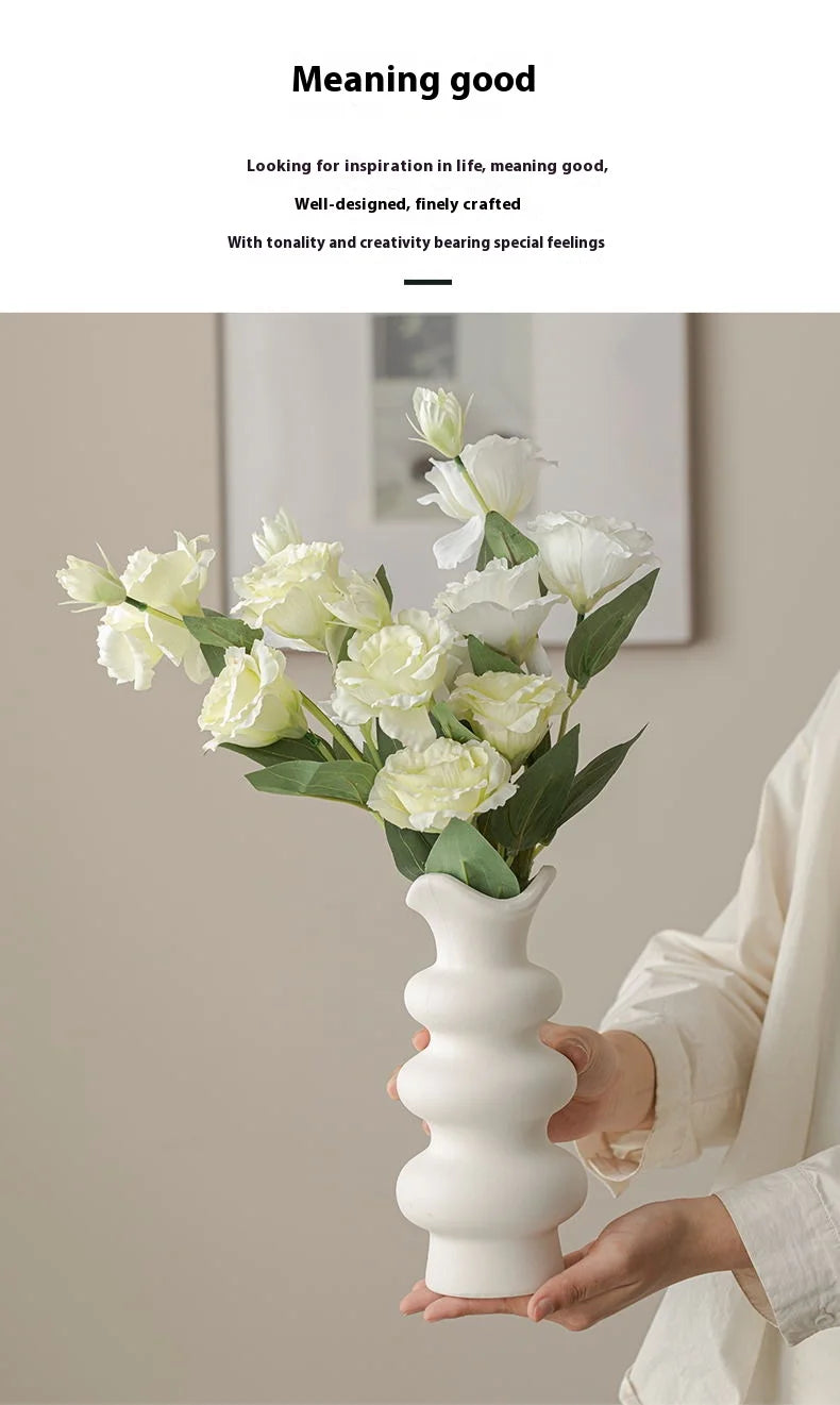 Minimalist White Ceramic Vase – Scandinavian Boho Style