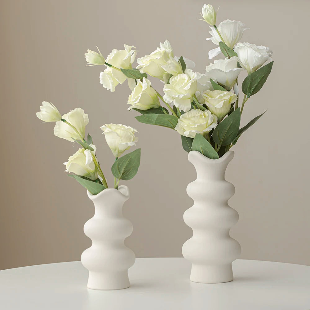 Minimalist White Ceramic Vase – Scandinavian Boho Style