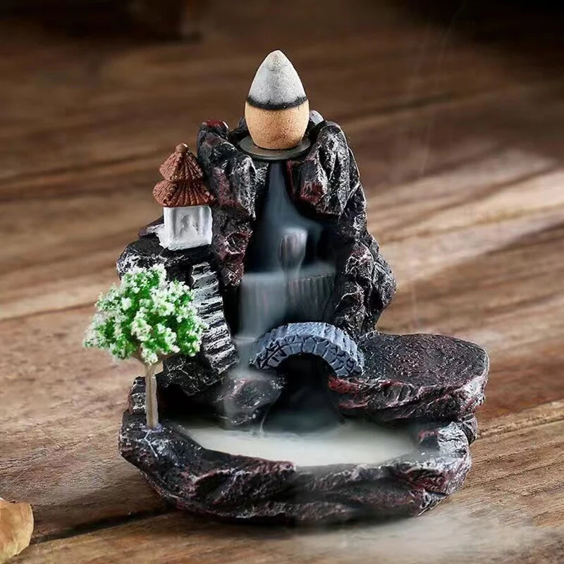 Zen Cascade: Handcrafted Mountain Mist Incense Fountain