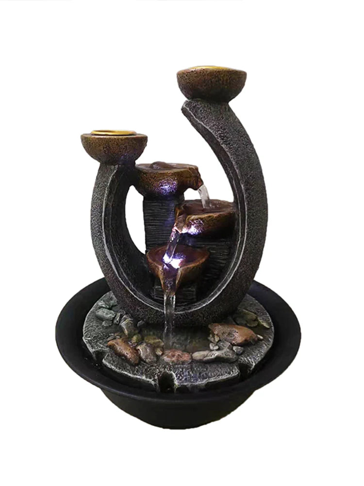 Tabletop Fountain with Light – Mini Indoor Zen Water Fountain