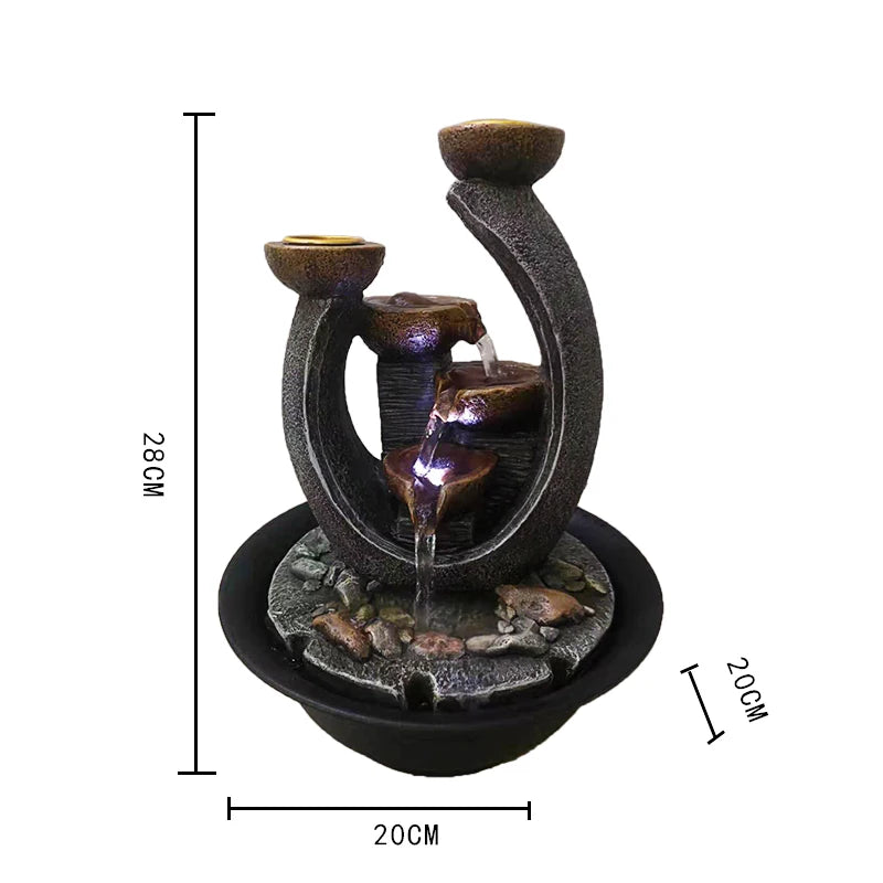 Tabletop Fountain with Light – Mini Indoor Zen Water Fountain