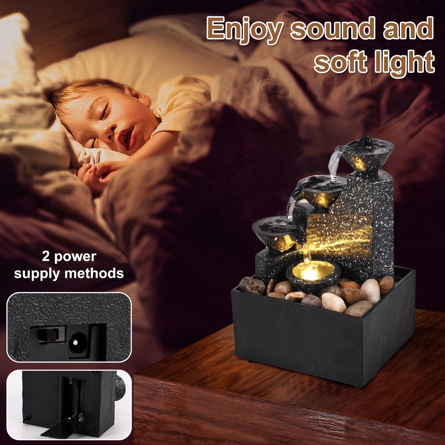 Tranquil Glow: LED Candle Waterfall Fountain