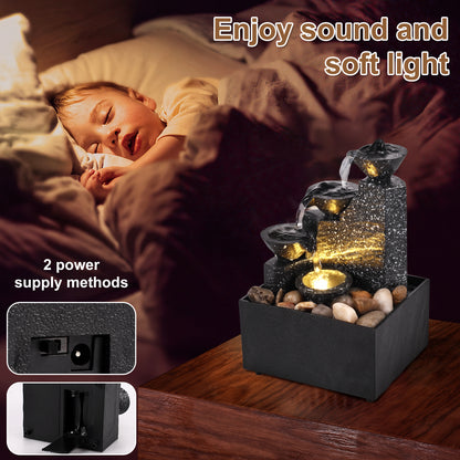 Tranquil Glow: LED Candle Waterfall Fountain