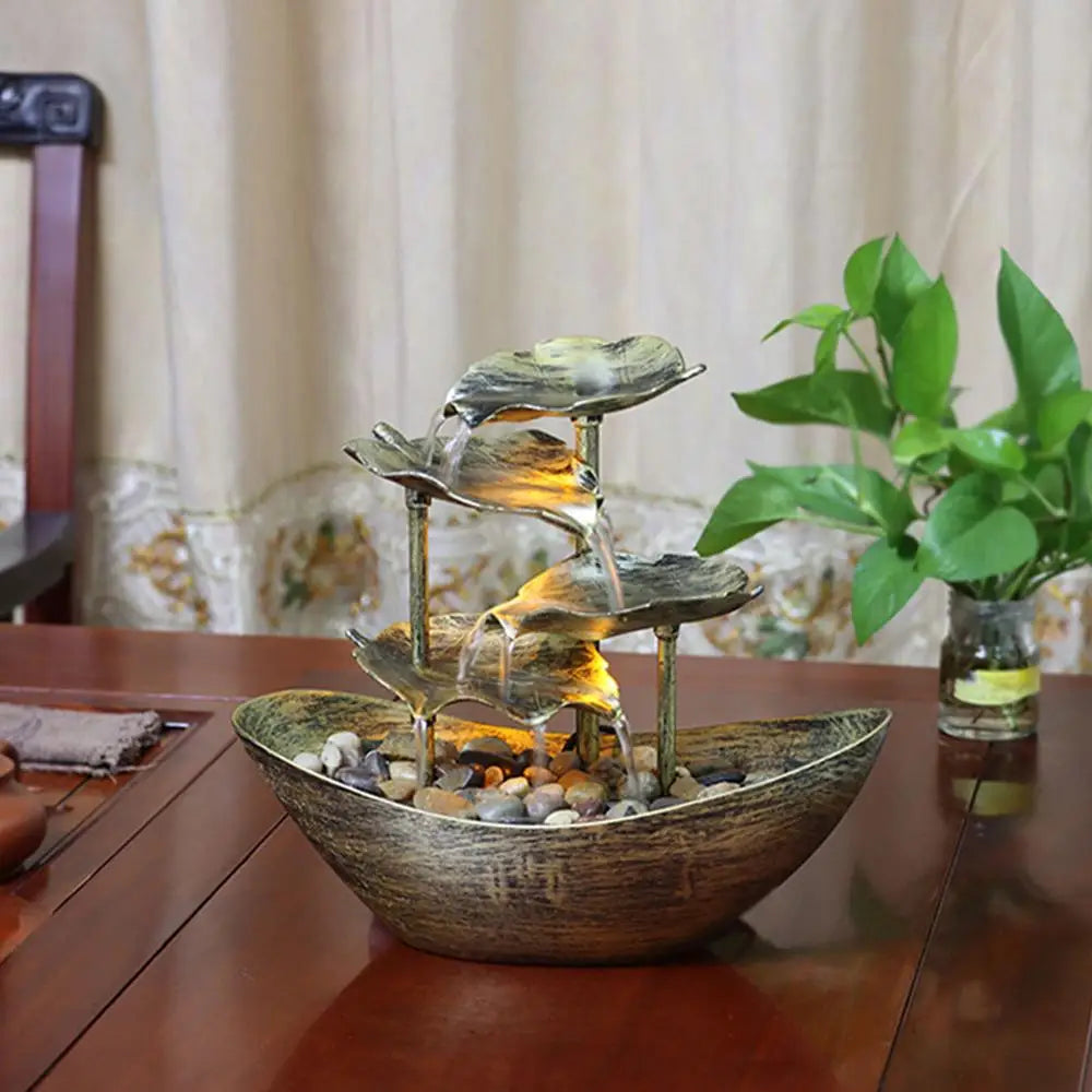 Lotus Cascade – Traditional Chinese Waterfall Fountain with Power Switch