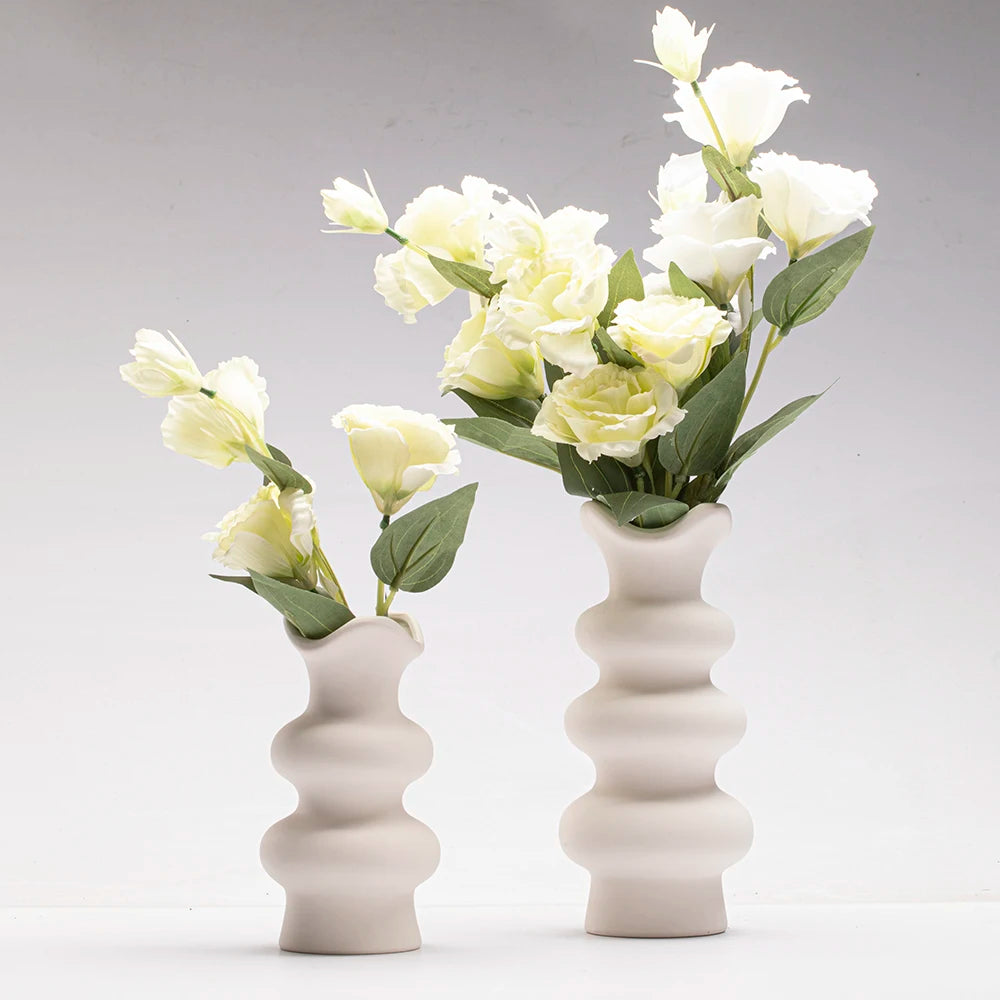 Scandanavian Boho White Ceramic Vase – Abstract Minimalist Décor Piece