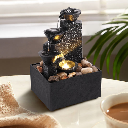 Tranquil Glow: LED Candle Waterfall Fountain