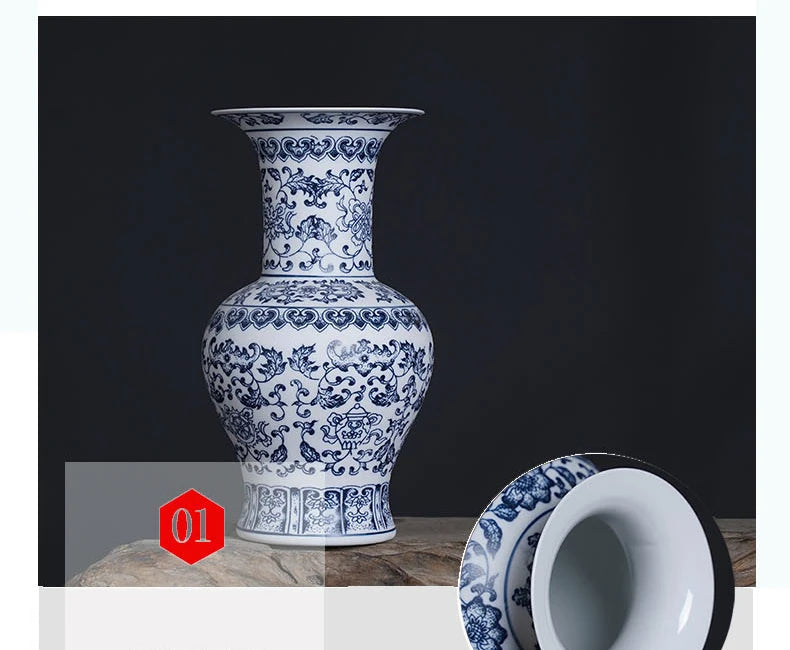 Ceramic Vase Blue And White Thin Bodied Porcelain Home Classical Shelf Bedroom Living Room Chinese Table Jingdezhen Ornaments