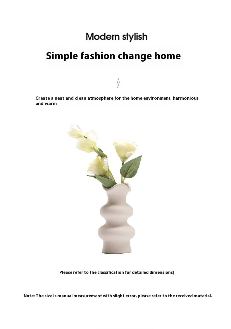 Scandanavian Boho White Ceramic Vase – Abstract Minimalist Décor Piece