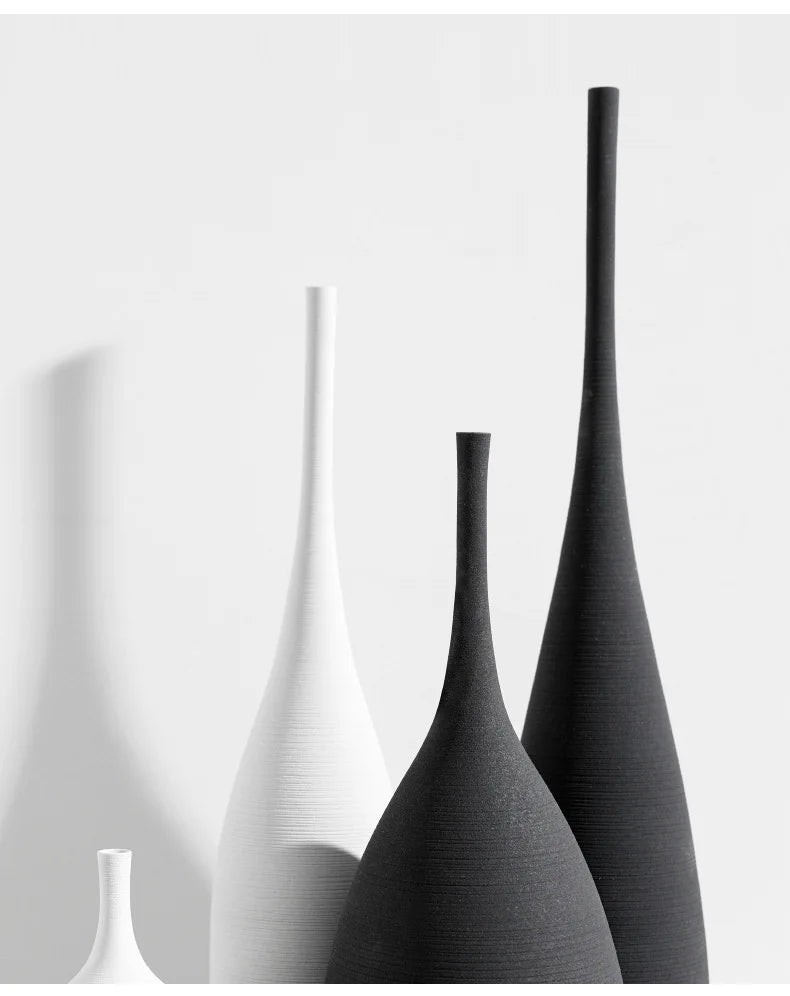 Handmade Black & White Zen Vase – Minimalist Modern Ceramic Art