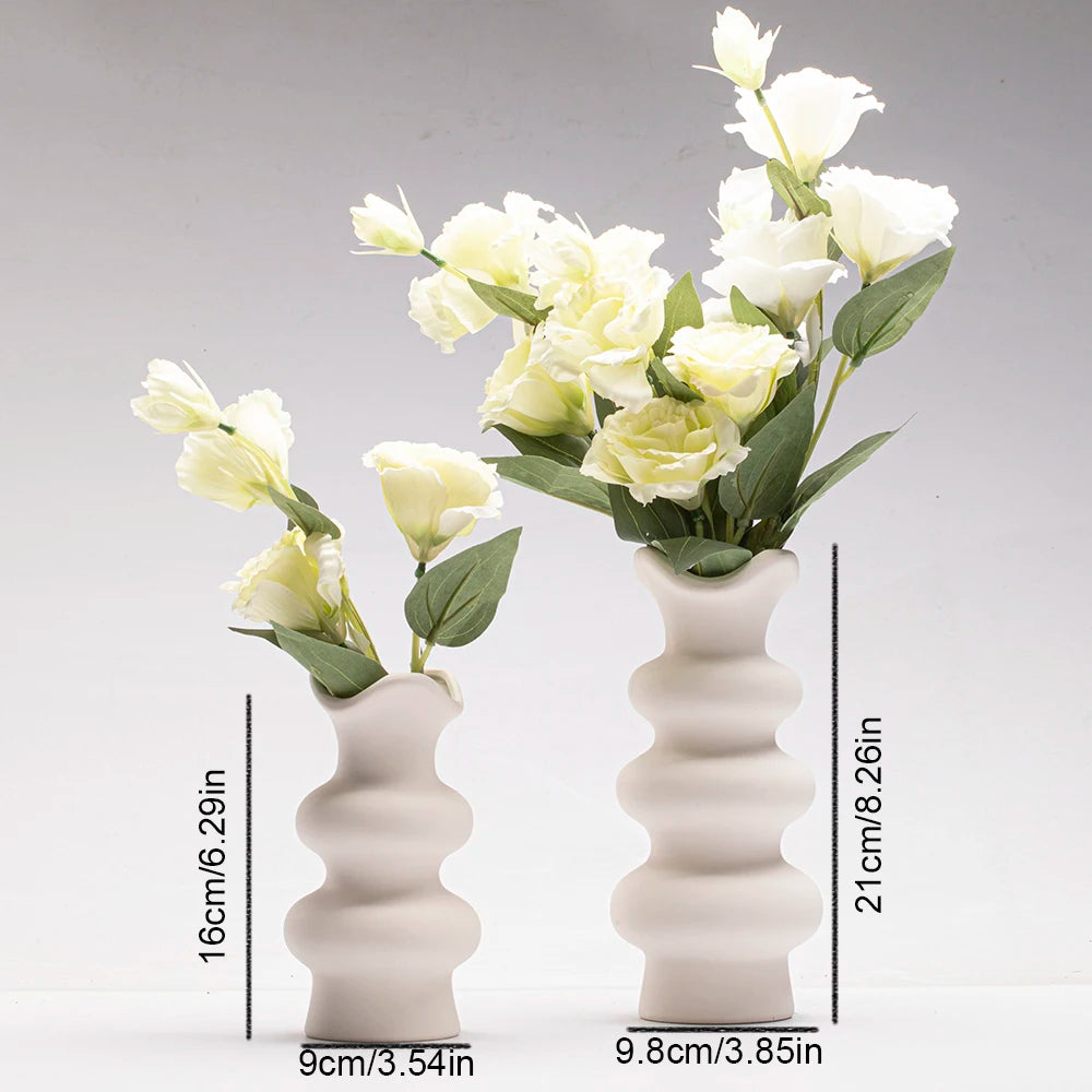 Scandanavian Boho White Ceramic Vase – Abstract Minimalist Décor Piece