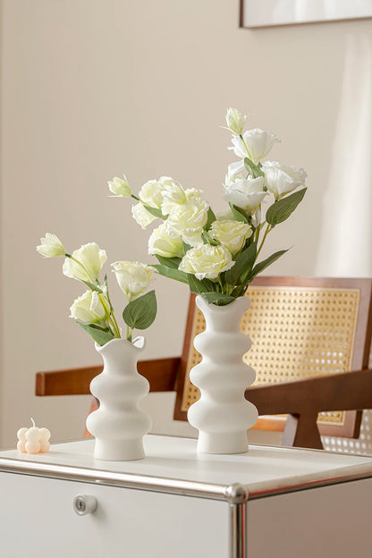 Minimalist White Ceramic Vase – Scandinavian Boho Style