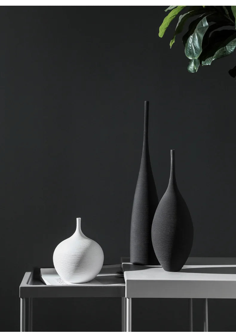 Handmade Black & White Zen Vase – Minimalist Modern Ceramic Art