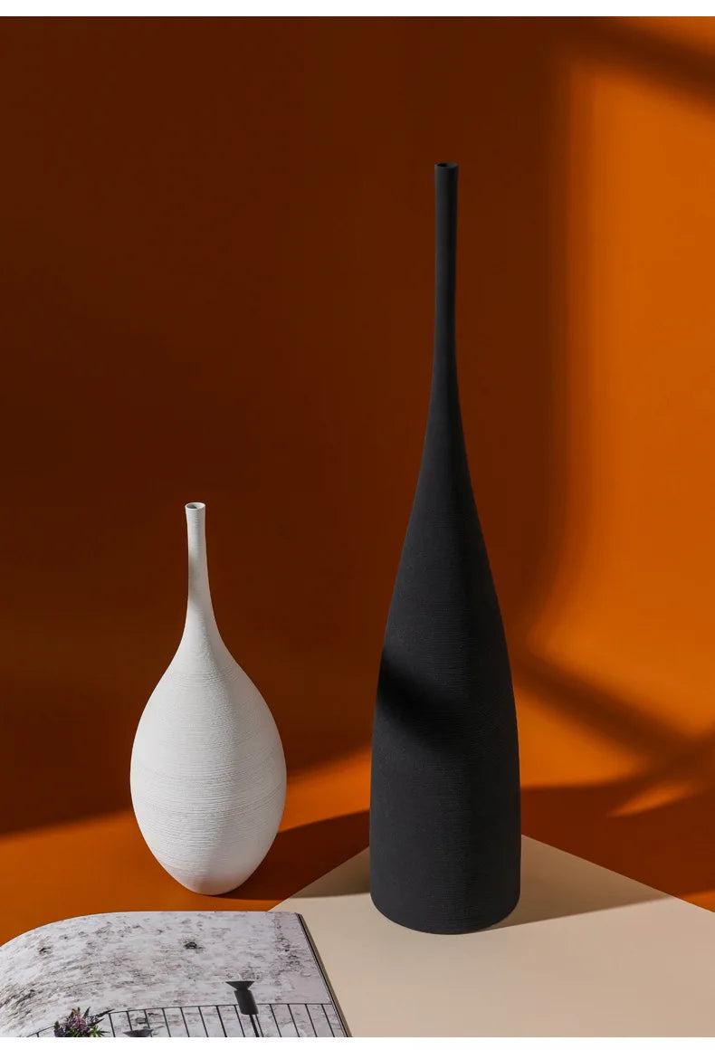 Handmade Black & White Zen Vase – Minimalist Modern Ceramic Art