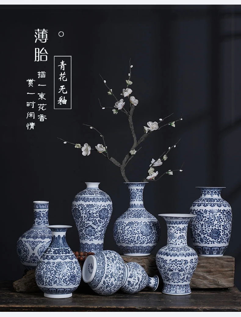 Ceramic Vase Blue And White Thin Bodied Porcelain Home Classical Shelf Bedroom Living Room Chinese Table Jingdezhen Ornaments