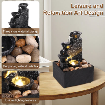 Tranquil Glow: LED Candle Waterfall Fountain