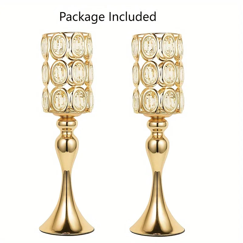 2 Gold Vases, 18-Inch High Metal Flower Stand, Suitable for Wedding Reception, Christmas and Halloween Decorations