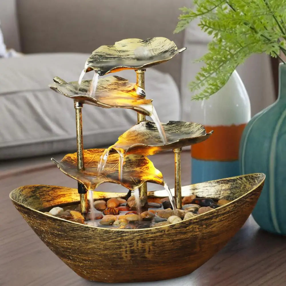 Lotus Cascade – Traditional Chinese Waterfall Fountain with Power Switch