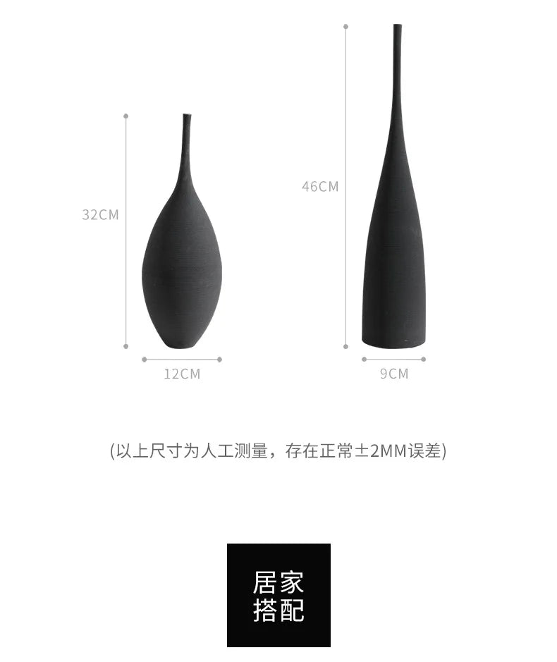 Minimalist Handmade Art Zen Vase Ceramic Decoration Living Room Model Home Decoration Black and White Art Vase Hand Drawing