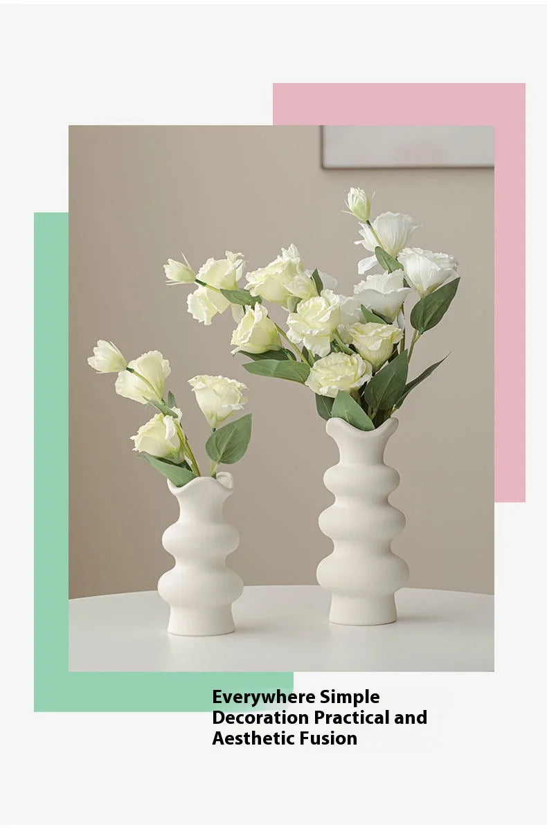 Scandanavian Boho White Ceramic Vase – Abstract Minimalist Décor Piece